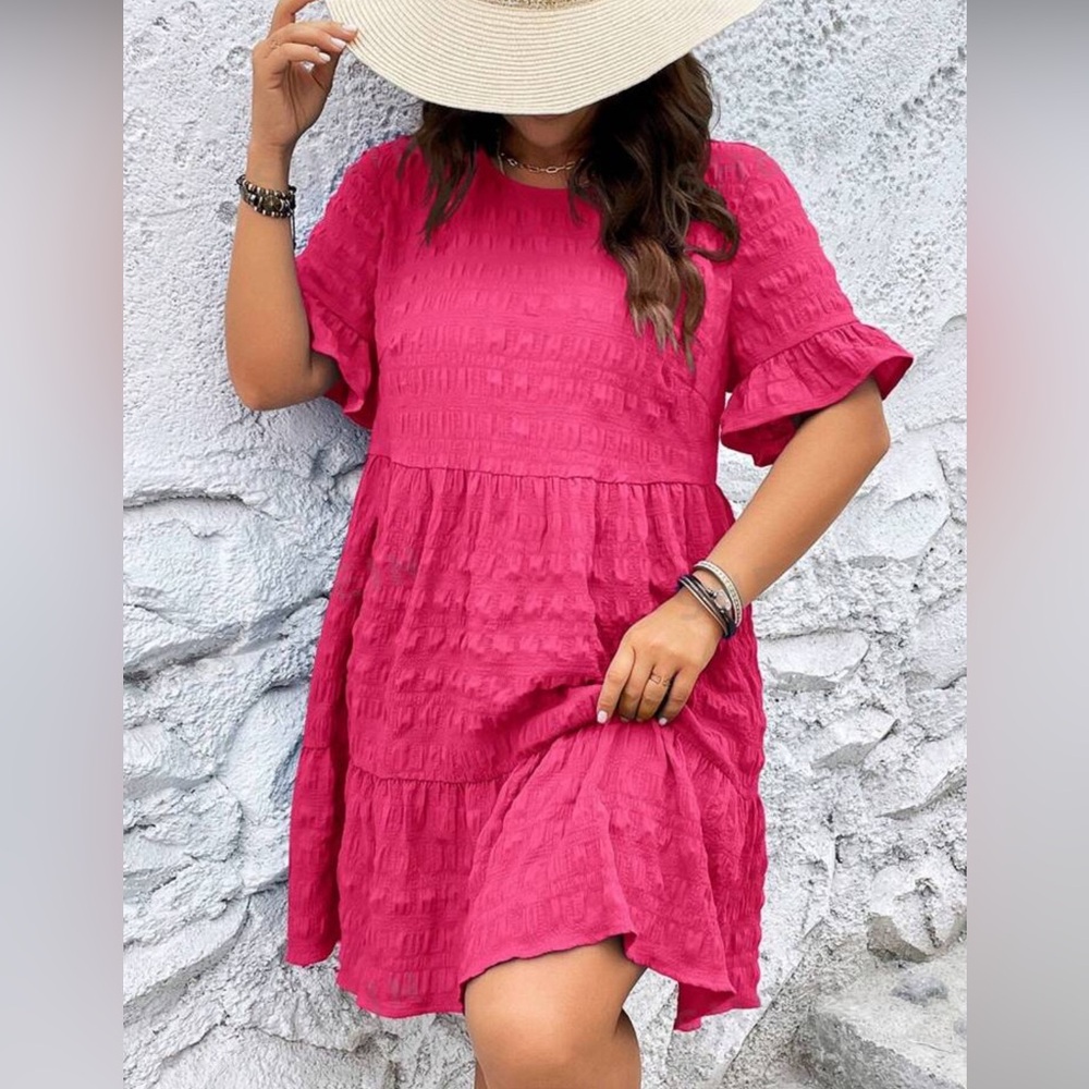 SHEIN LUNE Plus Size Bell Sleeve Smock Dress Hot Pick Size 4XL